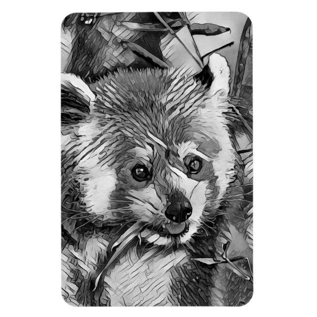 AnimalArtBW_RedPanda_003 Magnet (Vertical)