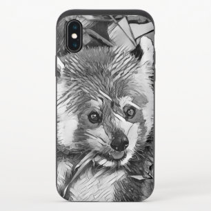 AnimalArtBW_RedPanda_003 iPhone X Slider Case