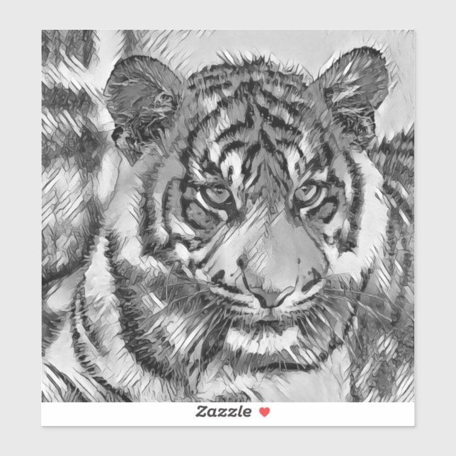 AnimalArtBW_Tiger_009 Sticker (Sheet)