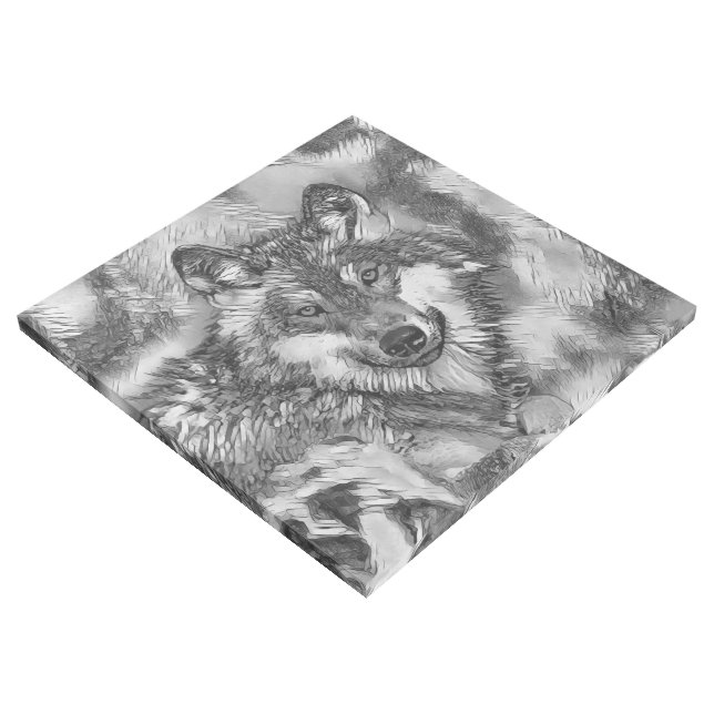 AnimalArtBW_Wolf_001 Gallery Wrap (3/4)