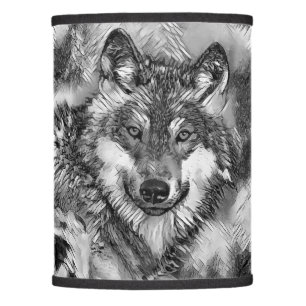 AnimalArtBW_Wolf_001 Lamp Shade