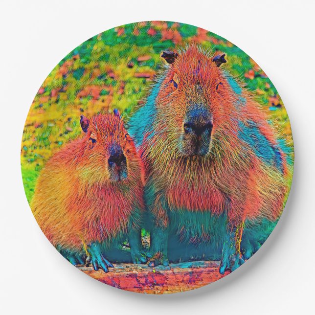 AnimalColor_Capybara_002 Paper Plates (Front)