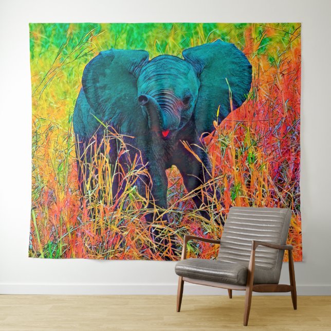 AnimalColor_Elephant_002 Tapestry (In Situ (Horizontal))