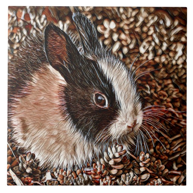 AnimalMix_Rabbit_005 Ceramic Tile (Front)