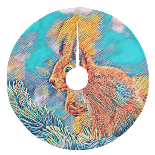 AnimalMix_Squirrel_001_by_JAMColors Fleece Tree Skirt (Front)