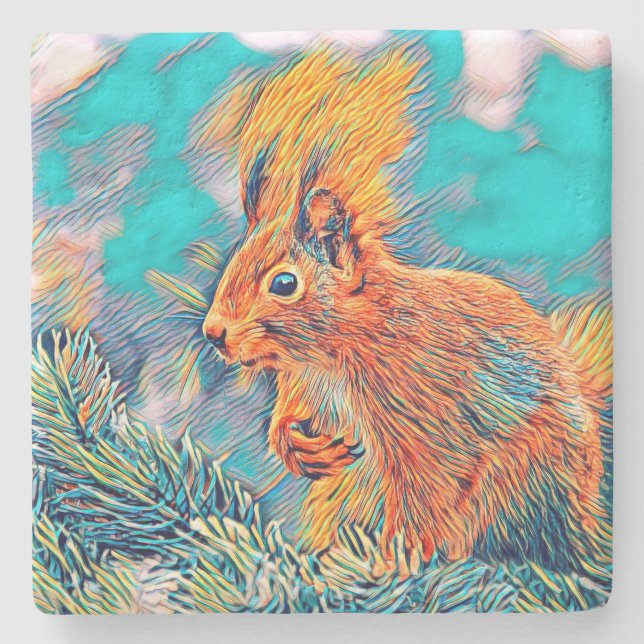 AnimalMix_Squirrel_001_by_JAMColors Stone Coaster (Front)