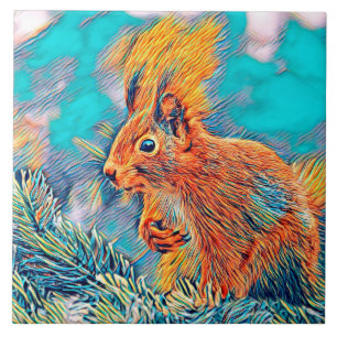 AnimalMix_Squirrel_001 Ceramic Tile