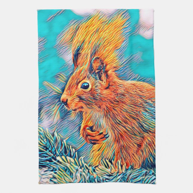 AnimalMix_Squirrel_001 Kitchen Towel (Vertical)