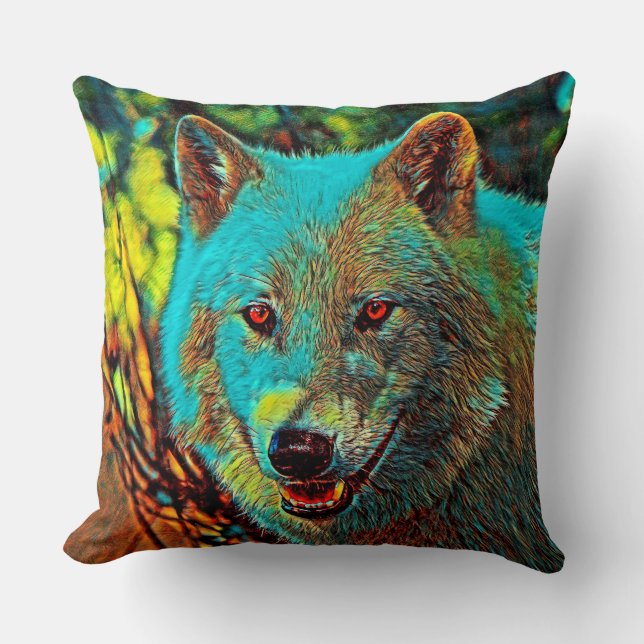 AnimalMix_Wolf_008 Throw Pillow (Front)