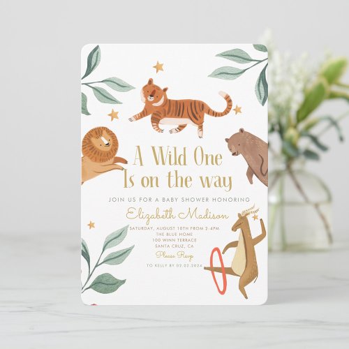 Animals A Wild one is on the Way Baby Shower Invitation