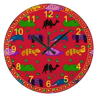 Animals - Abstract Purple Turtles & Blue Elephants Clock