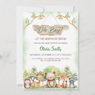 Animals Adventure Boy Baby Shower party Invitation
