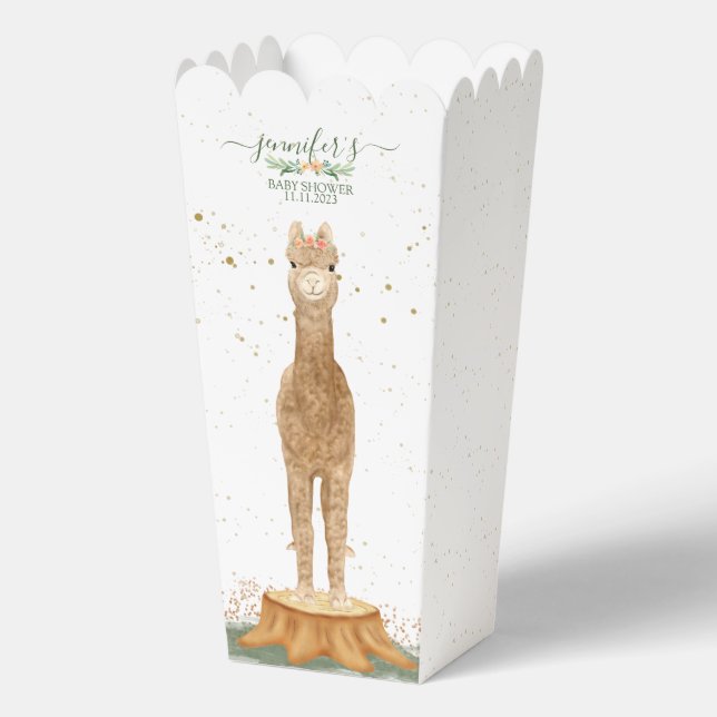 Animals Alpaca Baby Cute Shower Favor Boxes (Back)