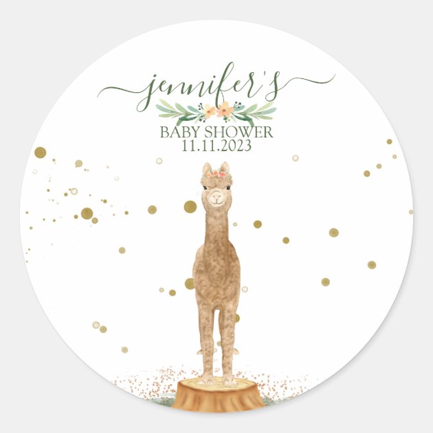 Animals Alpaca Family Favor Classic Round Sticker