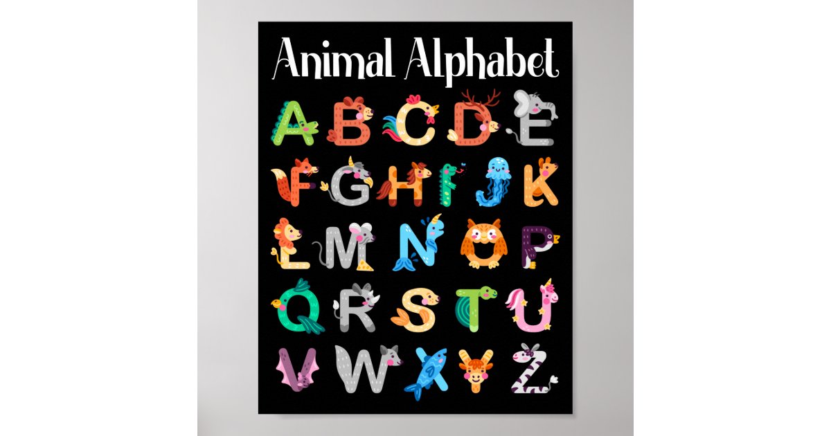 Animals Alphabet Learning ABC Animals Poster | Zazzle