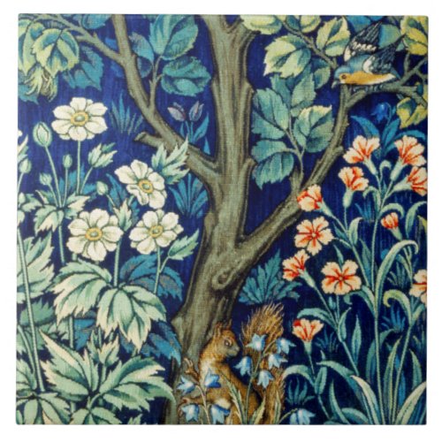 Animals and Flowers Forest William Morris Ceramic Tile