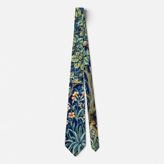 Animals and Flowers, Forest, William Morris Neck Tie (Front)