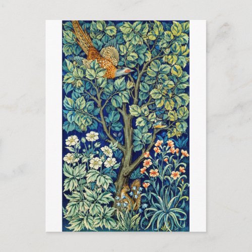 Animals and Flowers Forest William Morris Postcard