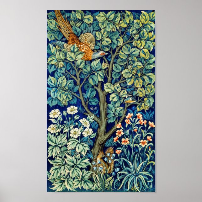 Animals and Flowers, Forest, William Morris Poster (Front)