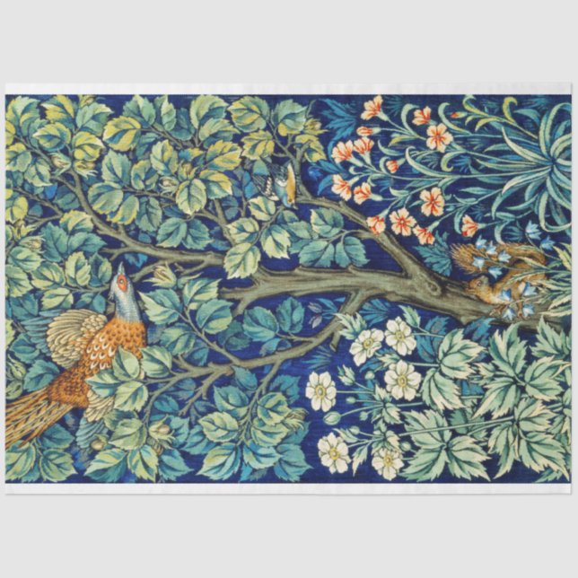 Animals and Flowers, Forest, William Morris Tissue Paper (Front)