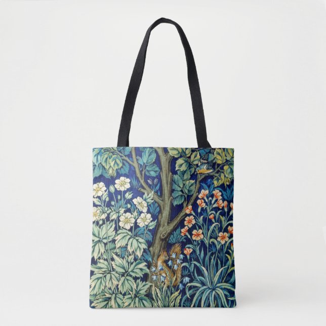 Animals and Flowers, Forest, William Morris Tote Bag (Front)