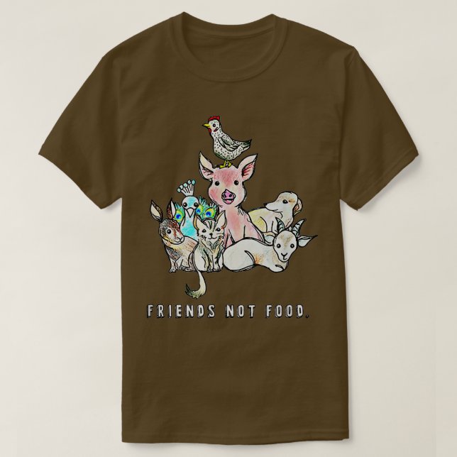 Animals are Friends not Food Pig Cow Sheep Vegan V T-Shirt (Design Front)