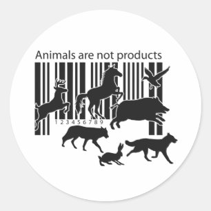 Animals are Not Products Barcode Vegan Classic Round Sticker
