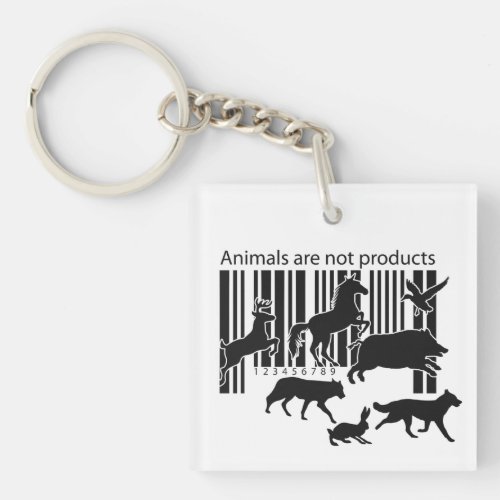 Animals are Not Products Barcode Vegan Keychain