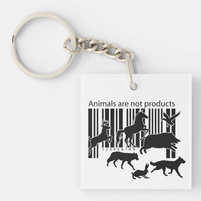 Animals are Not Products Barcode Vegan Keychain (Front)
