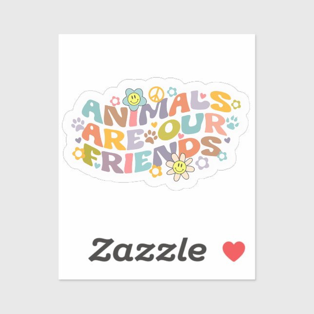 Animals are our Friends, Retro Vegan  Sticker (Sheet)