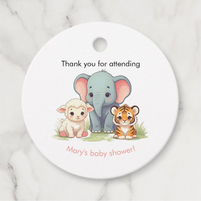 Animals Baby Shower  Favor Tags (Front)
