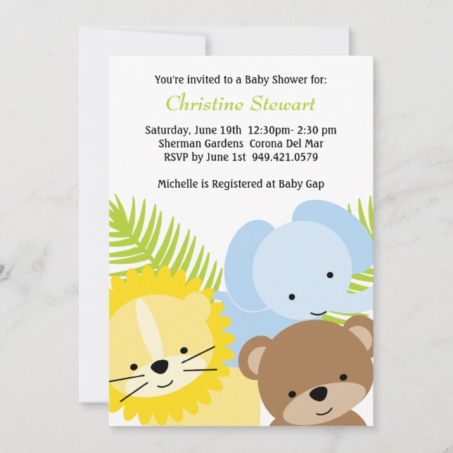 Animals Baby Shower Invitation (Front)
