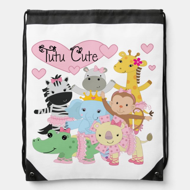 Animals Ballet Tutu Cute Drawstring Bag (Front)