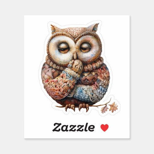 Animals Being Cozy _ Owl Sticker