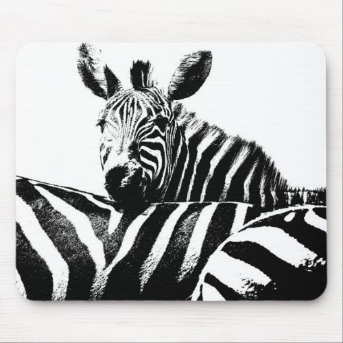 Animals Black White Pop Art Zebras Trendy Template Mouse Pad