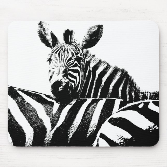 Animals Black White Pop Art Zebras Trendy Template Mouse Pad (Front)