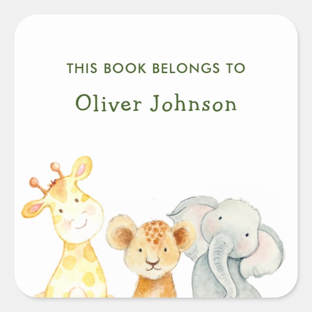 Animals boys 'This Book Belongs' Kids Bookplate (Front)