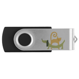 Animals Cat Dog Green Pets Material Rough Yellow Flash Drive