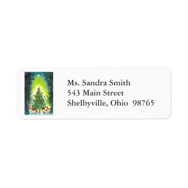 Animals Christmas Return Address Labels (Front)