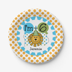 Animals Circus Lion 6th Birthday Paper Plates