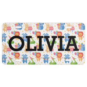 Animals Congratulate on Kids Birthday License Plate