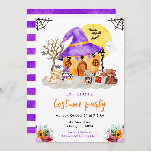 Animals Costume Halloween Party Invitation