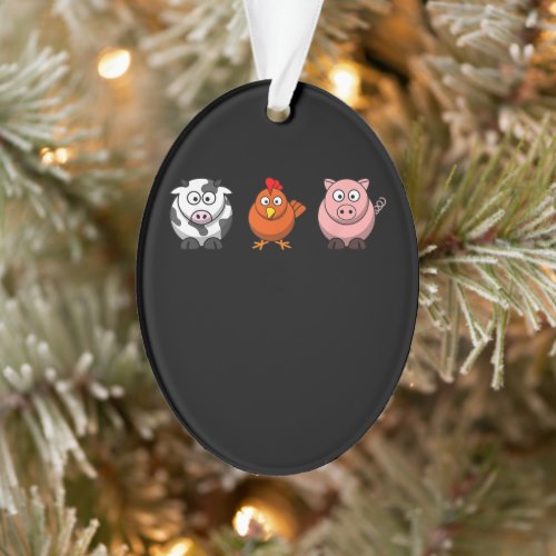 Animals Cow Chicken Pig Animal Love Farm Gift Ornament