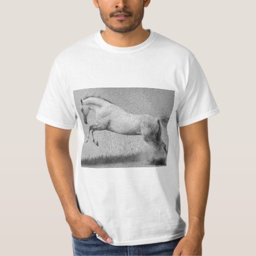 Animals Curvet Horse Template Mens Modern White T_Shirt