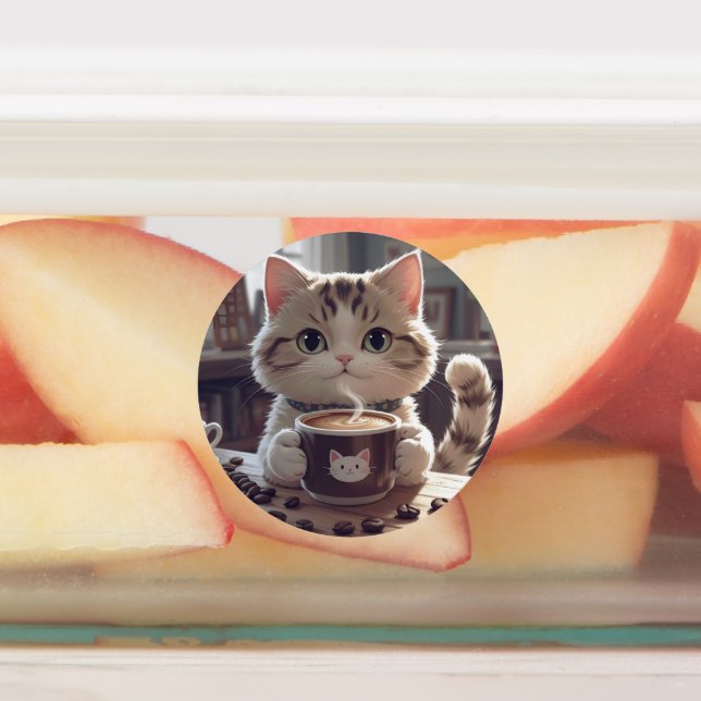 Animals drinking cute coffee labels (Affixed)