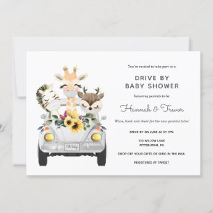 Animals Drive By Baby Shower Parade Invitation