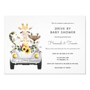 Animals Drive By Baby Shower Parade Invitation