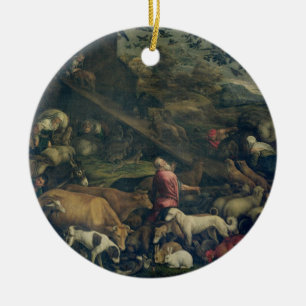 Animals Entering the Ark (oil on canvas) Ceramic Ornament