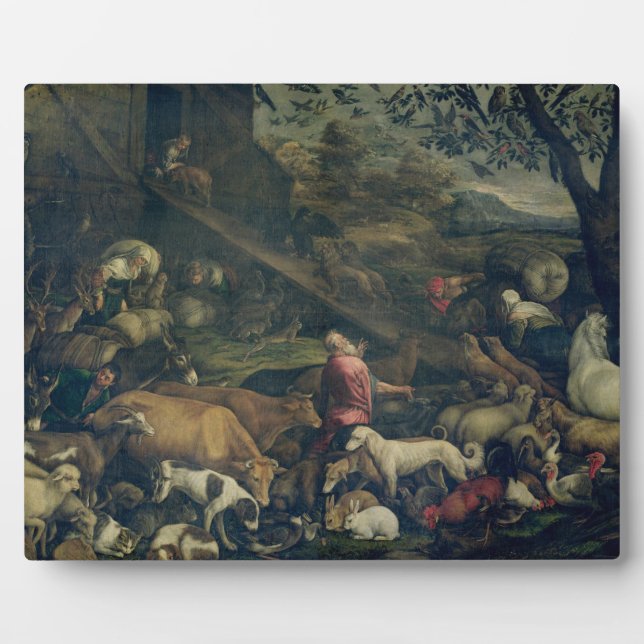 Animals Entering the Ark (oil on canvas) Plaque (Front)