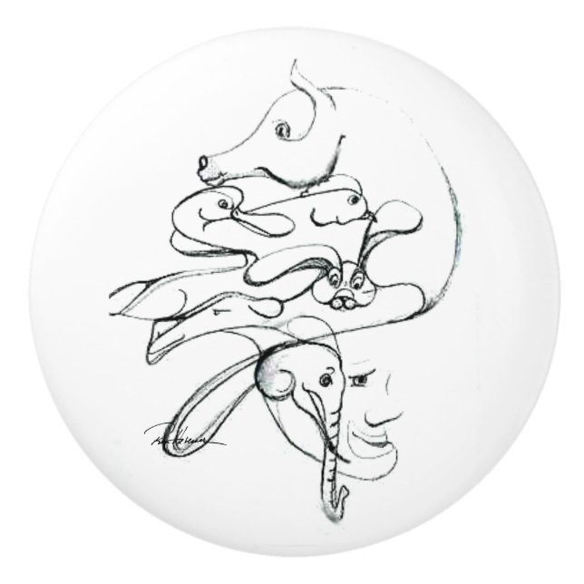 Animals Everywhere Ceramic Knob (Front)